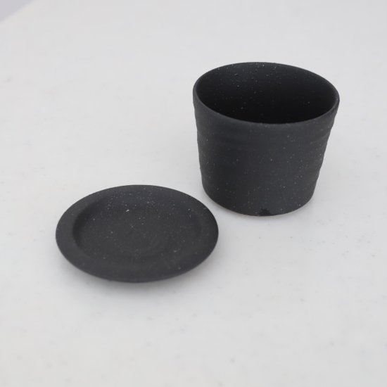 美濃焼　黒いそば猪口セット　磁器　黒曜