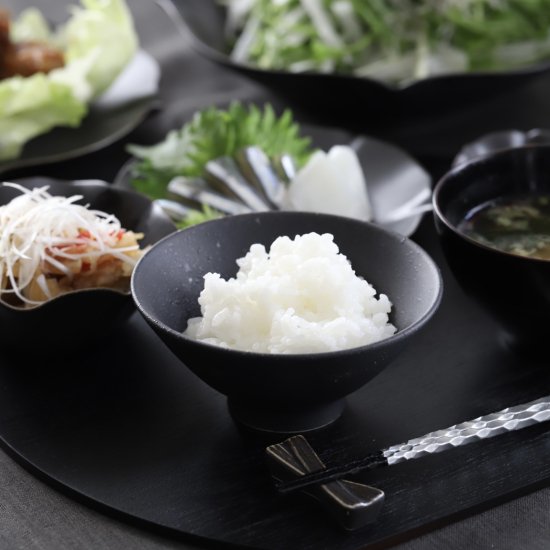 美濃焼　黒いお茶碗　飯碗　磁器　YOZORA