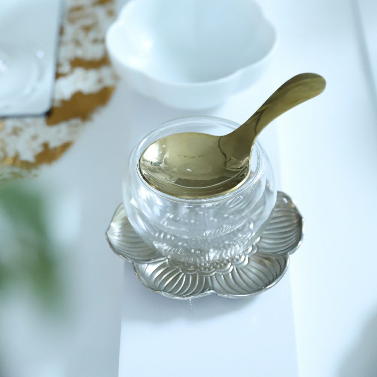 蓮 花型 シルバー茶たくトレー 8.5cm｜M苦楽園｜おしゃれな食器通販サイト