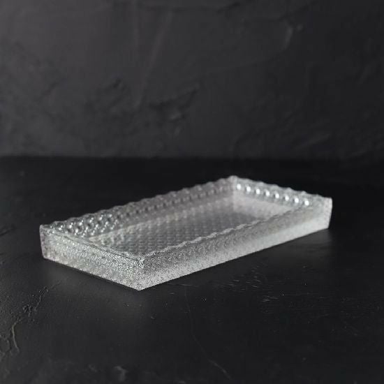ガラス製カット硝子 淑雅 縁立長角皿｜M苦楽園｜おしゃれな食器通販サイト
