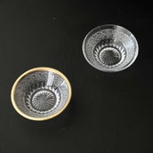 ガラス製　カット硝子　香菊千代口ボウル小鉢　金クリア　7.2cm