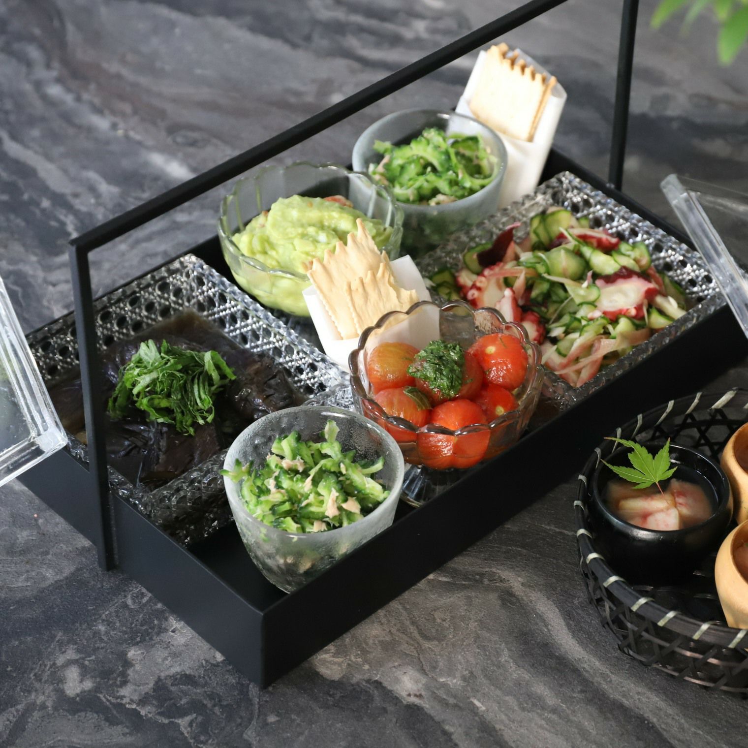 ガラス製カット硝子 籠目向付お重箱｜M苦楽園｜おしゃれな食器通販サイト