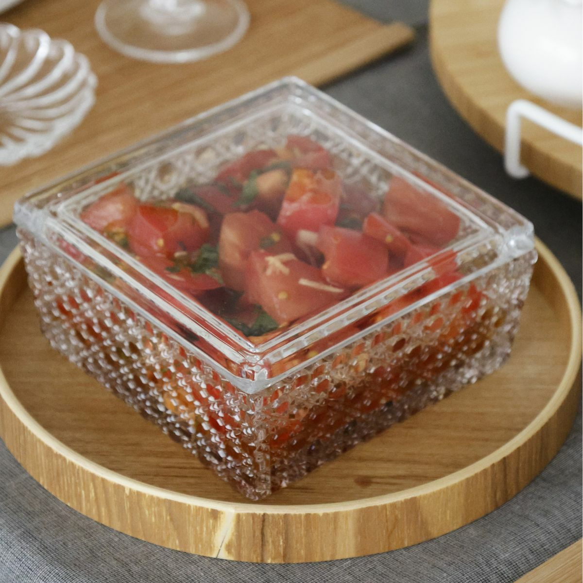 ガラス製カット硝子 籠目向付お重箱｜M苦楽園｜おしゃれな食器通販サイト