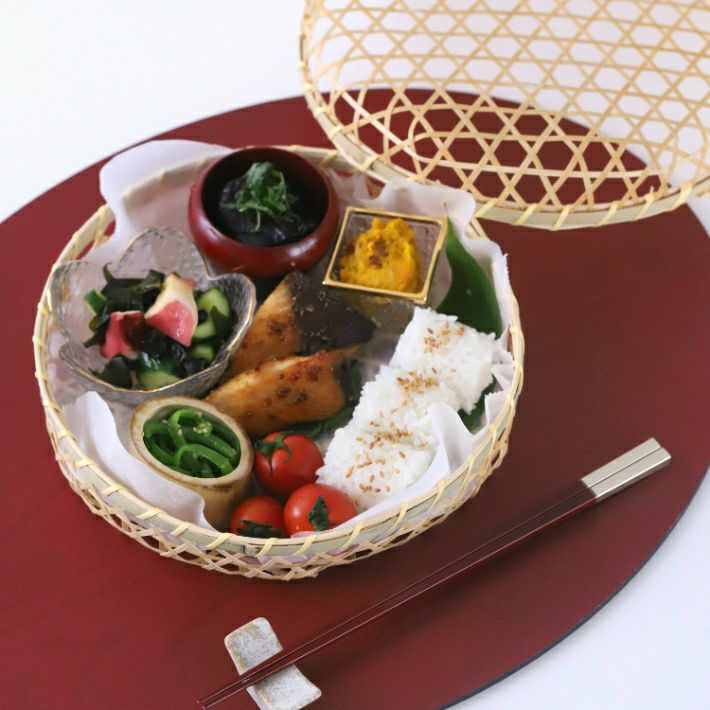 竹製かご　お弁当箱　丸ラウンド　小