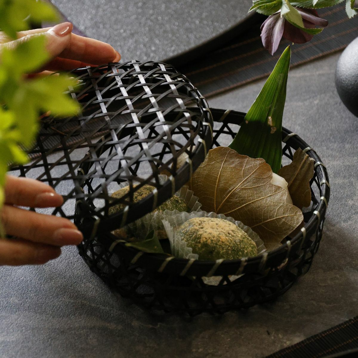 竹製かご お弁当箱丸ラウンド｜M苦楽園｜おしゃれな食器通販サイト｜M