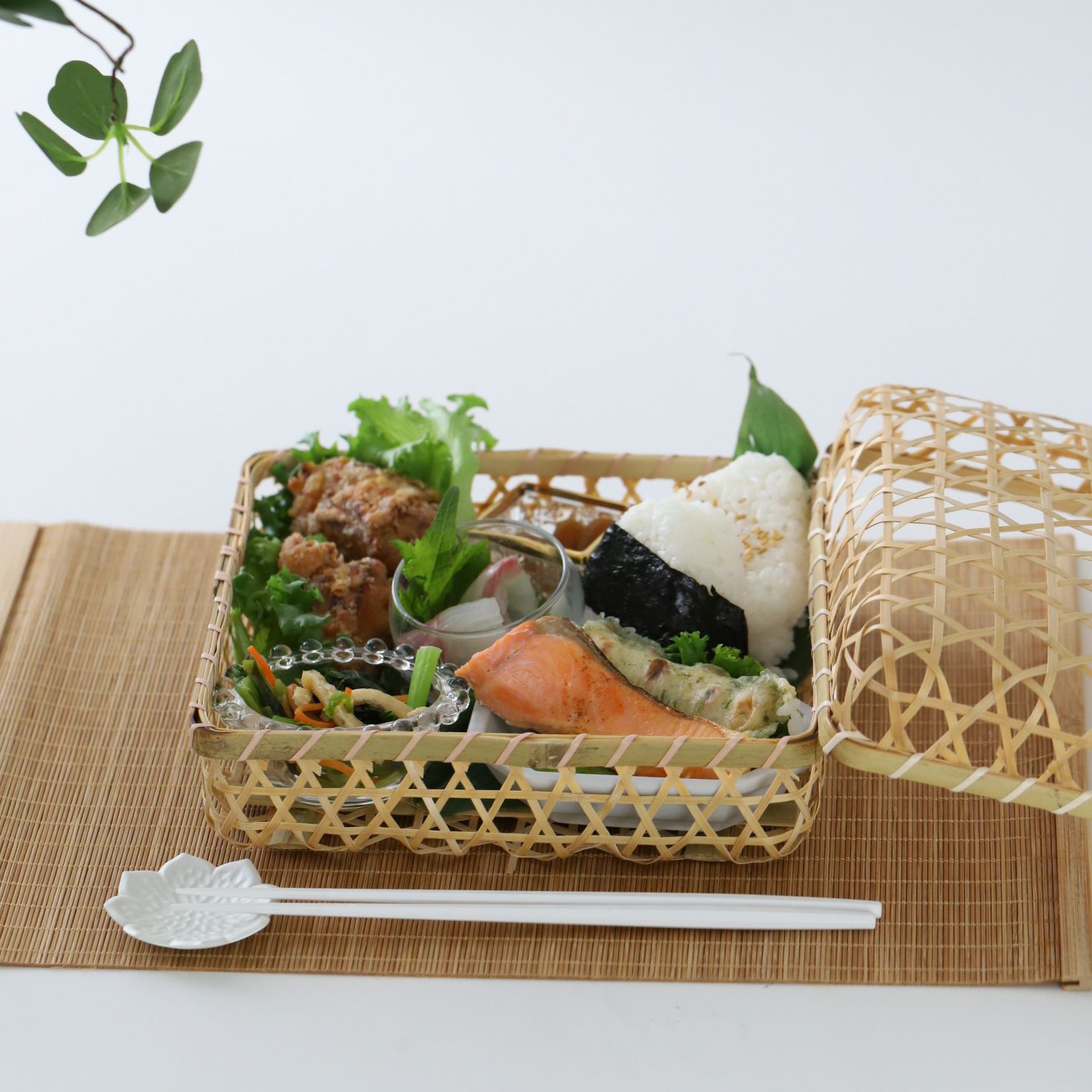 竹製かご お弁当箱 四角 スクエア｜M苦楽園｜おしゃれな食器通販サイト