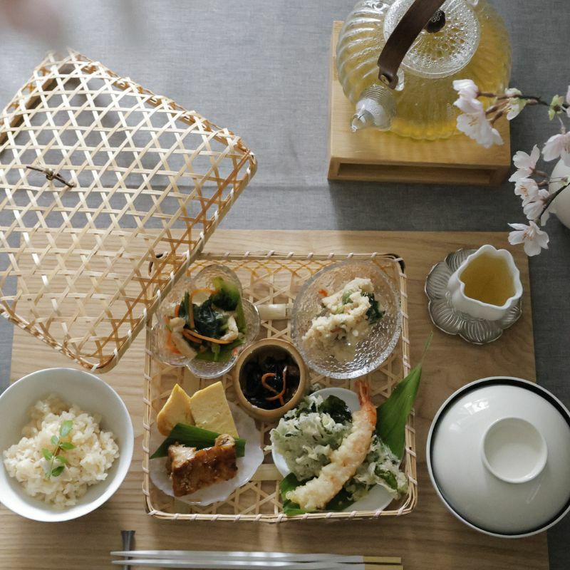 竹製かご お弁当箱 四角 スクエア｜M苦楽園｜おしゃれな食器通販サイト
