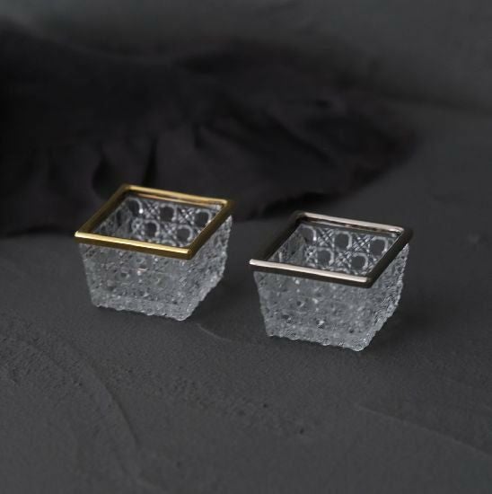 ガラス製カット硝子 切子 四角小鉢4.8cm｜M苦楽園｜おしゃれな食器通販