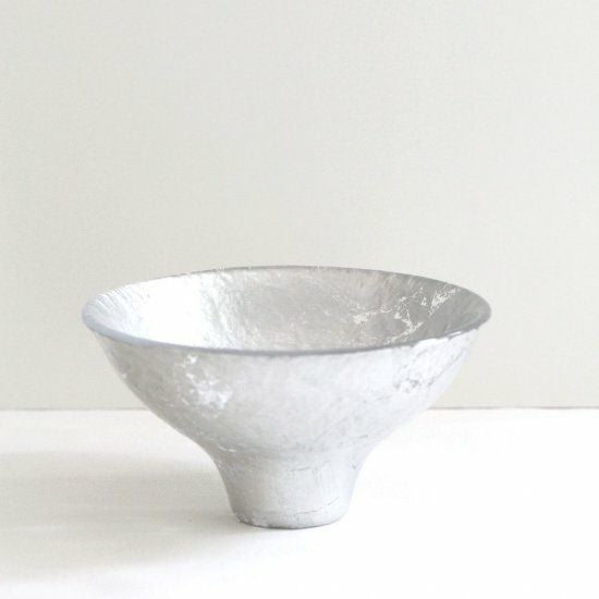 ガラス製金銀箔足つき高台硝子ボウル鉢 13.5cm｜M苦楽園｜おしゃれな