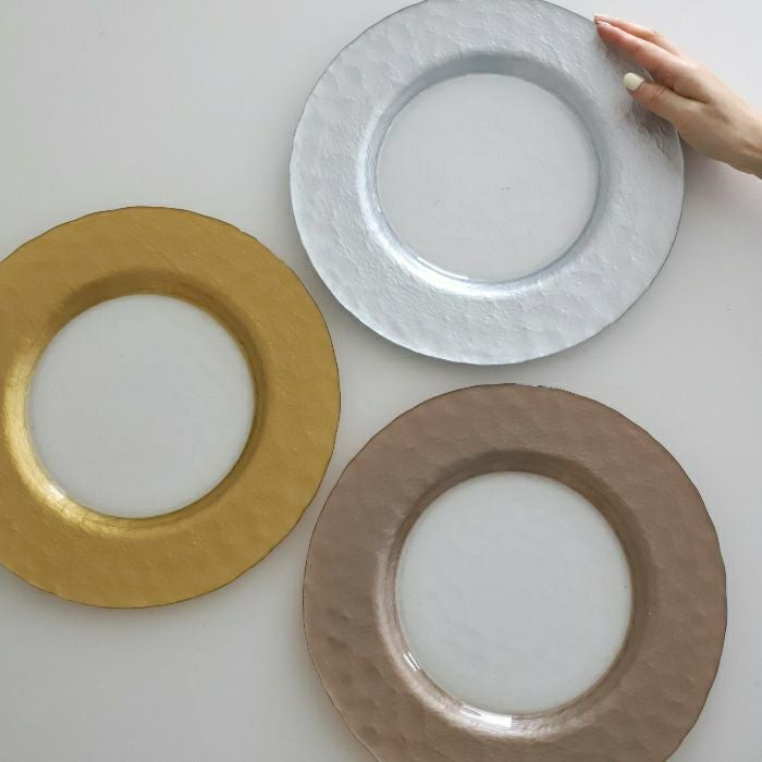 ガラス製メタリックリムプレート皿マラケシュ｜大人おしゃれな食器やお