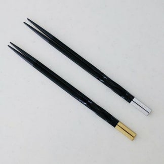 細身ねじり箸　金銀　ブラック黒