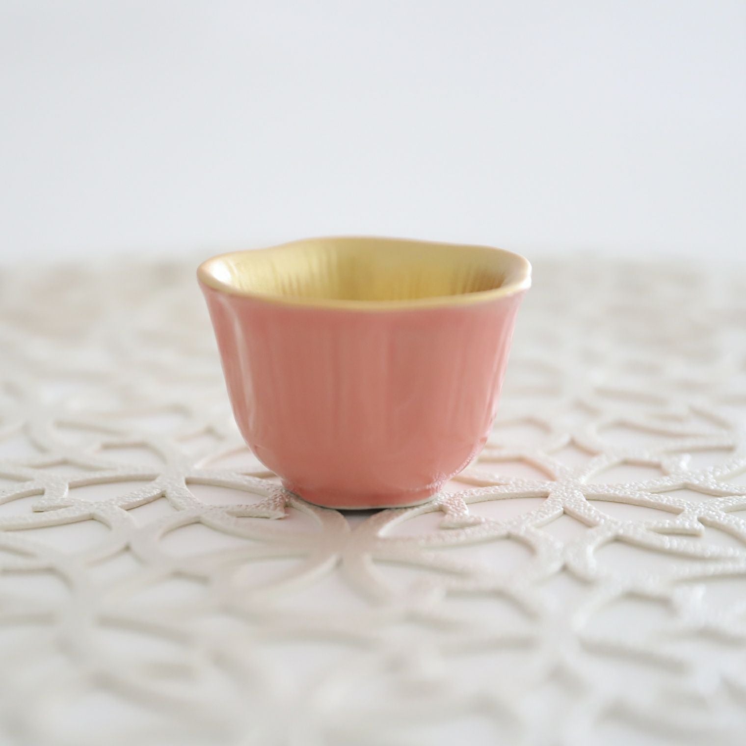 内金花型豆小鉢 陶器 5.2cm 桃