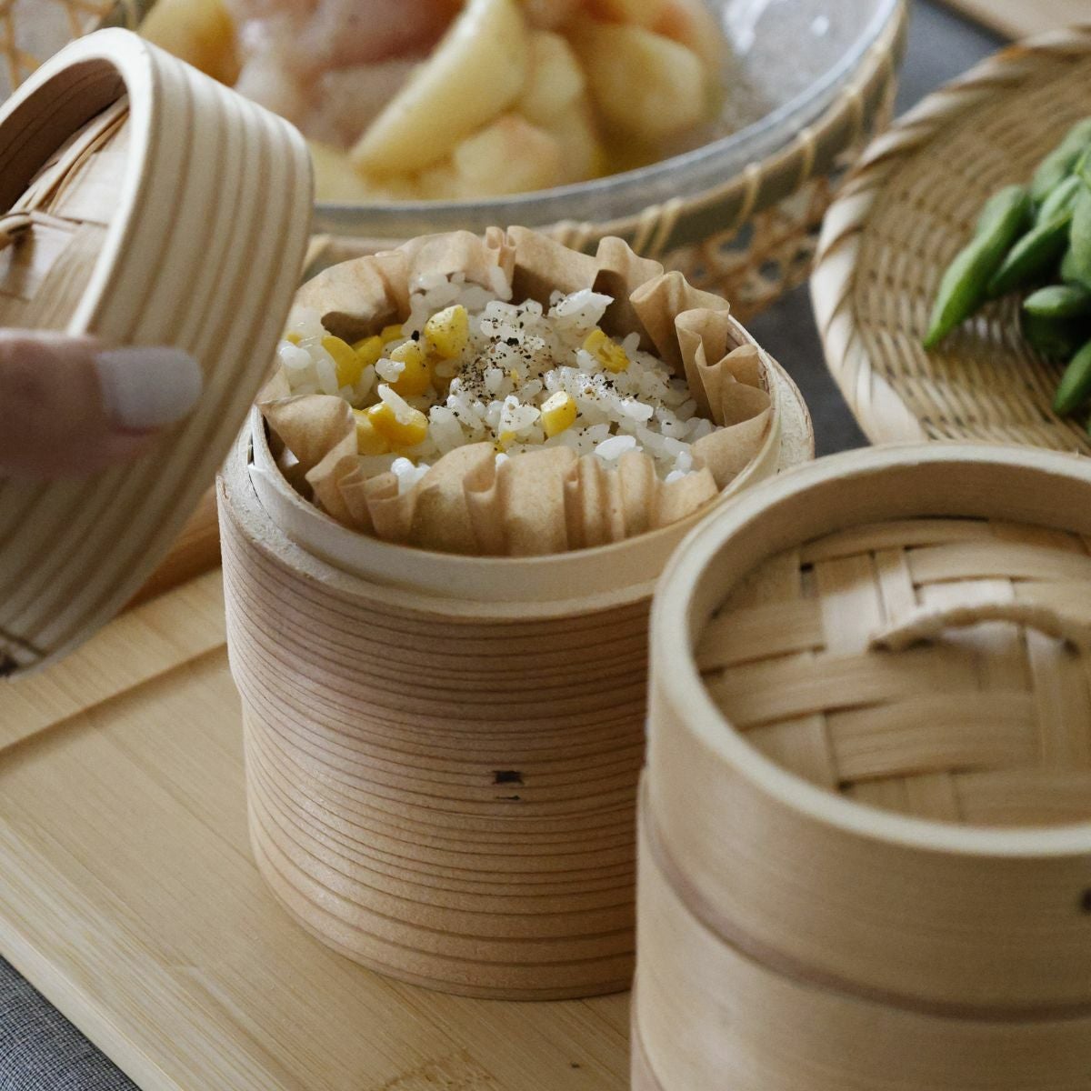 竹製 中華蒸篭セイロ 身・蓋セット｜M苦楽園｜おしゃれな食器通販サイト