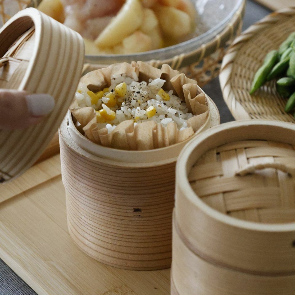 竹製　中華蒸篭セイロ　身・蓋セット10cm