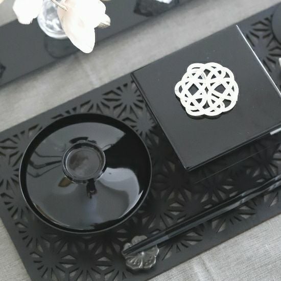 木製 麻の葉柄 長角プレイスマット折敷｜M苦楽園｜おしゃれな食器通販