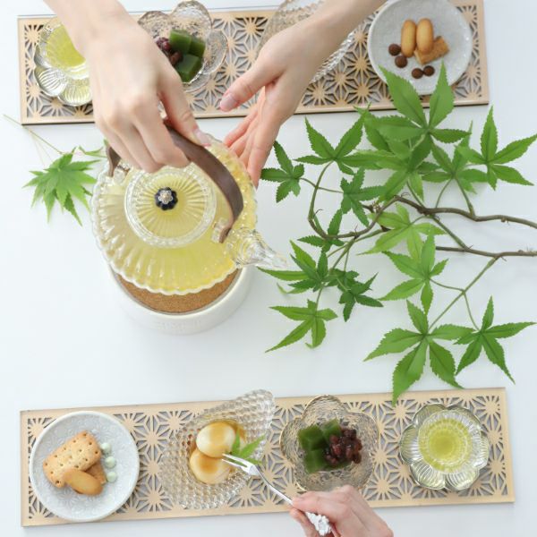 木製 麻の葉柄 長角ランナー折敷｜M苦楽園｜おしゃれな食器通販サイト