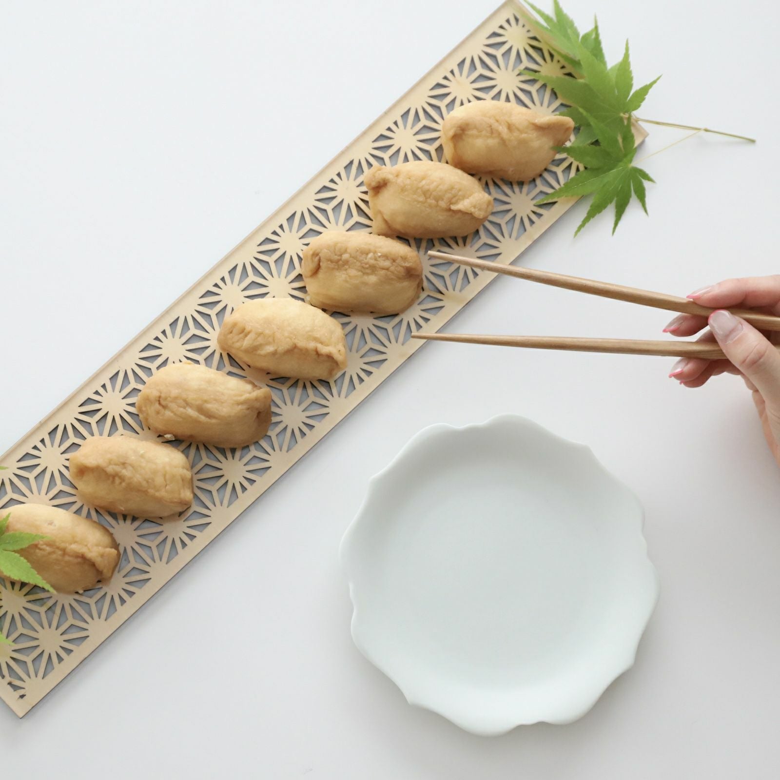 木製 麻の葉柄 長角ランナー折敷｜M苦楽園｜おしゃれな食器通販サイト