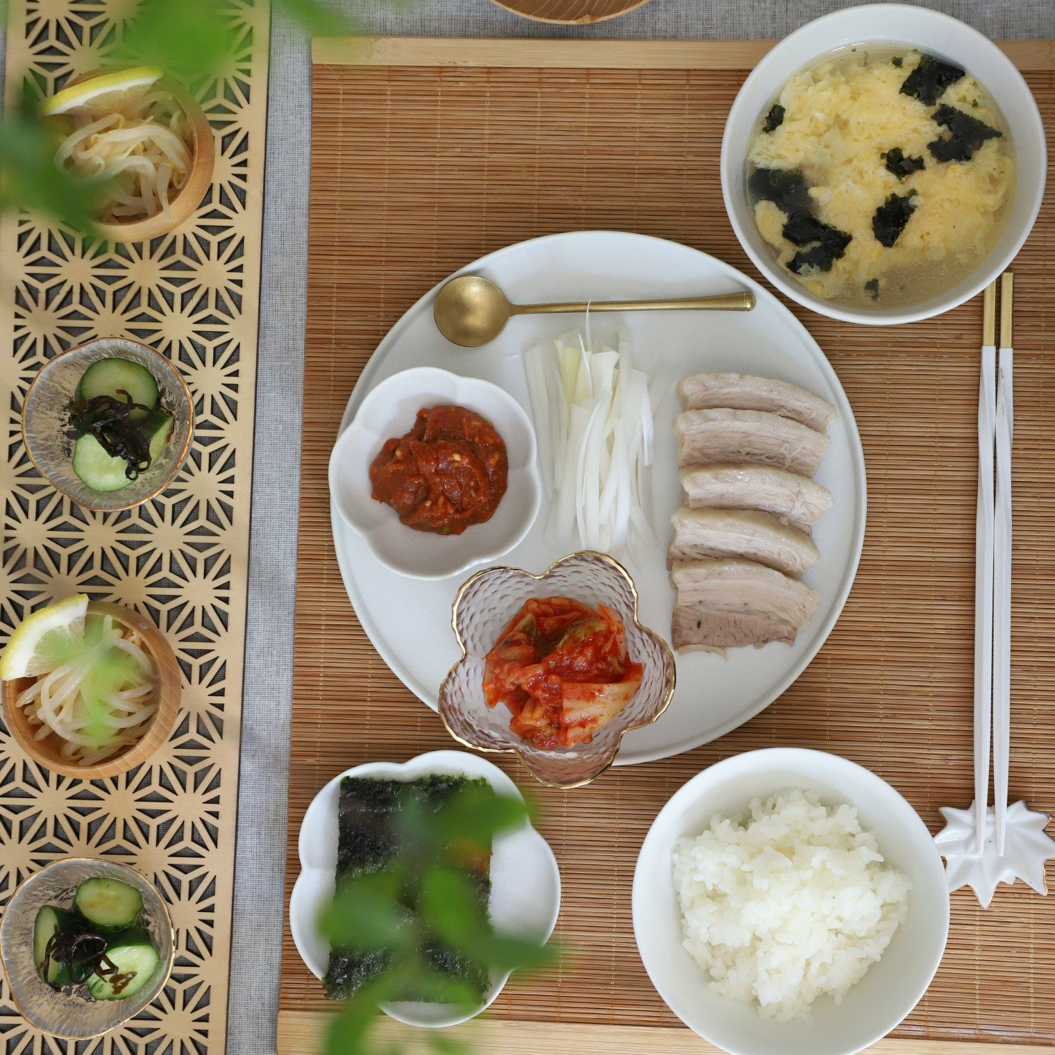 木製 麻の葉柄 長角ランナー折敷｜M苦楽園｜おしゃれな食器通販サイト