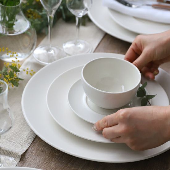 美濃焼 白いワイドリムプレート 磁器 ホテルパレット｜おしゃれな食器