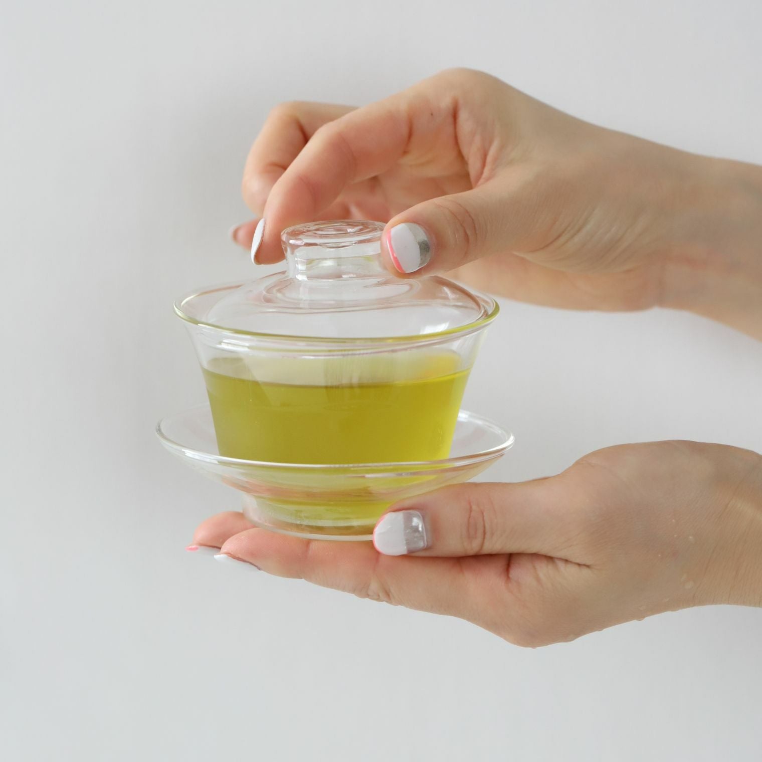 耐熱ガラス製　ソーサー付き蓋碗　茶器　シンプル