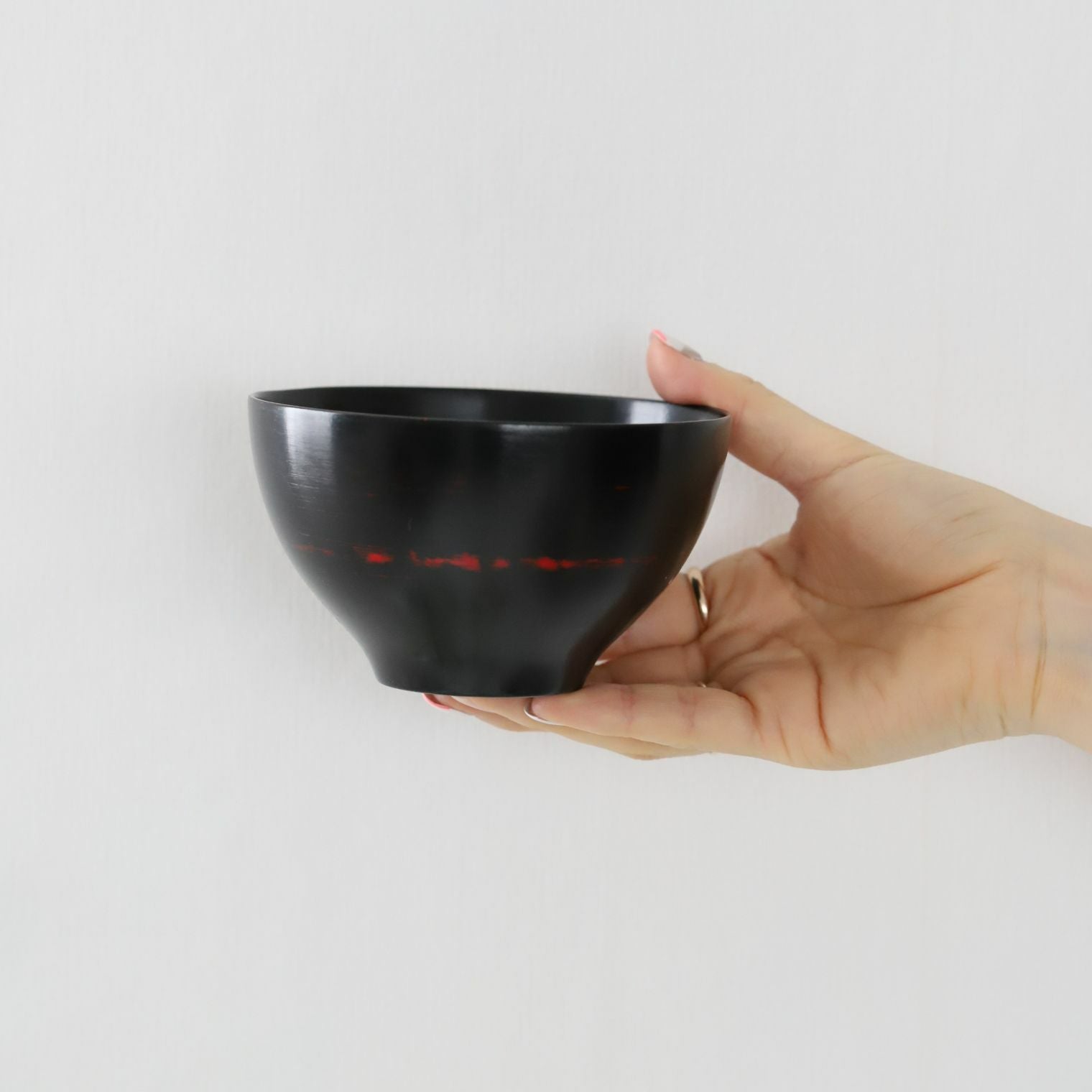 木製　漆器　なごみ味噌汁椀ボウル　11.4cm　ブラック
