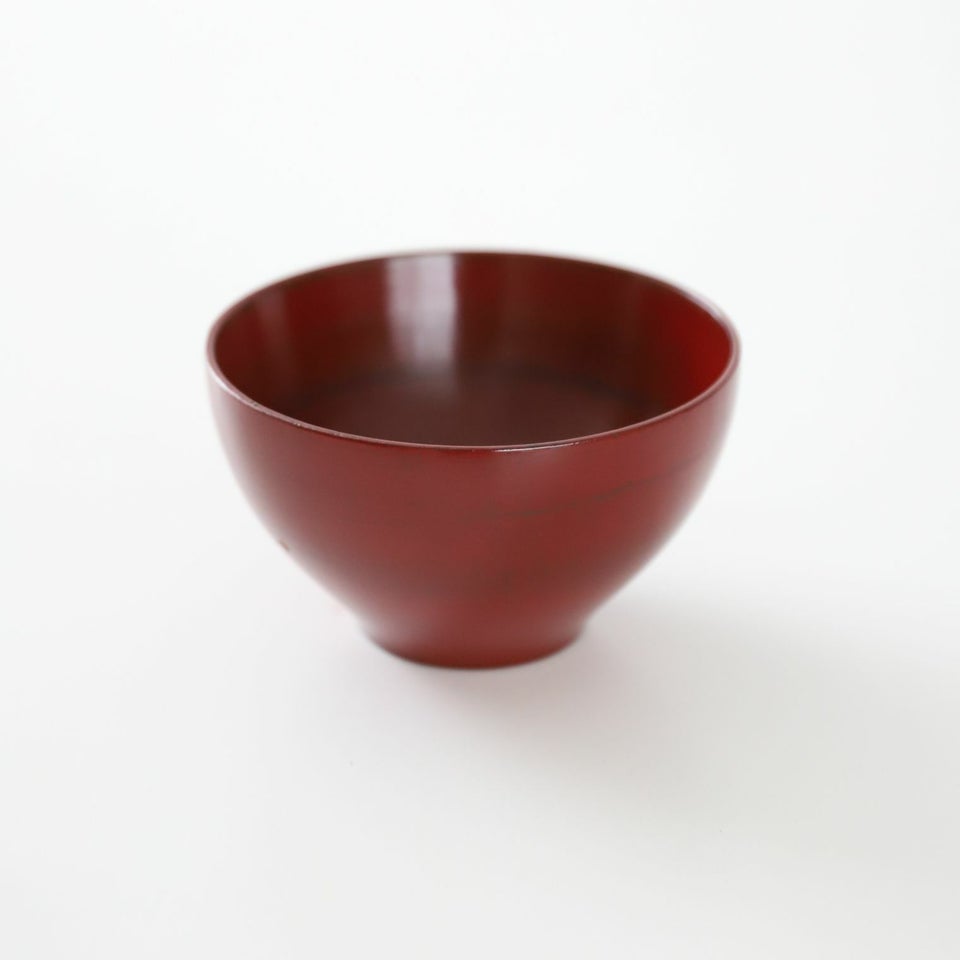 木製　漆器　なごみ味噌汁椀ボウル　11.4cm　赤色