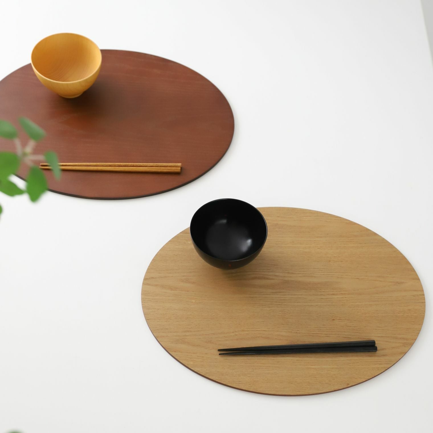 木製オーバル ナチュラルリバーシブルプレイスマット折敷膳42cm｜M苦