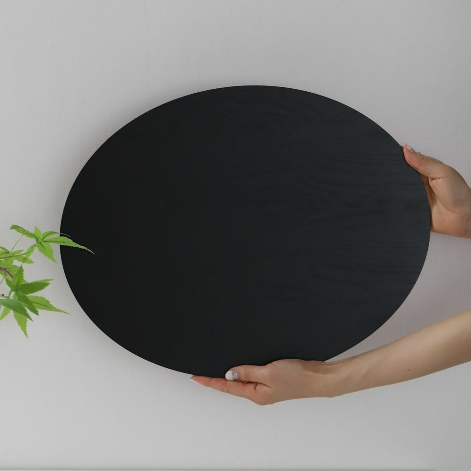 木製　オーバル　赤黒リバーシブル折敷膳　42cm