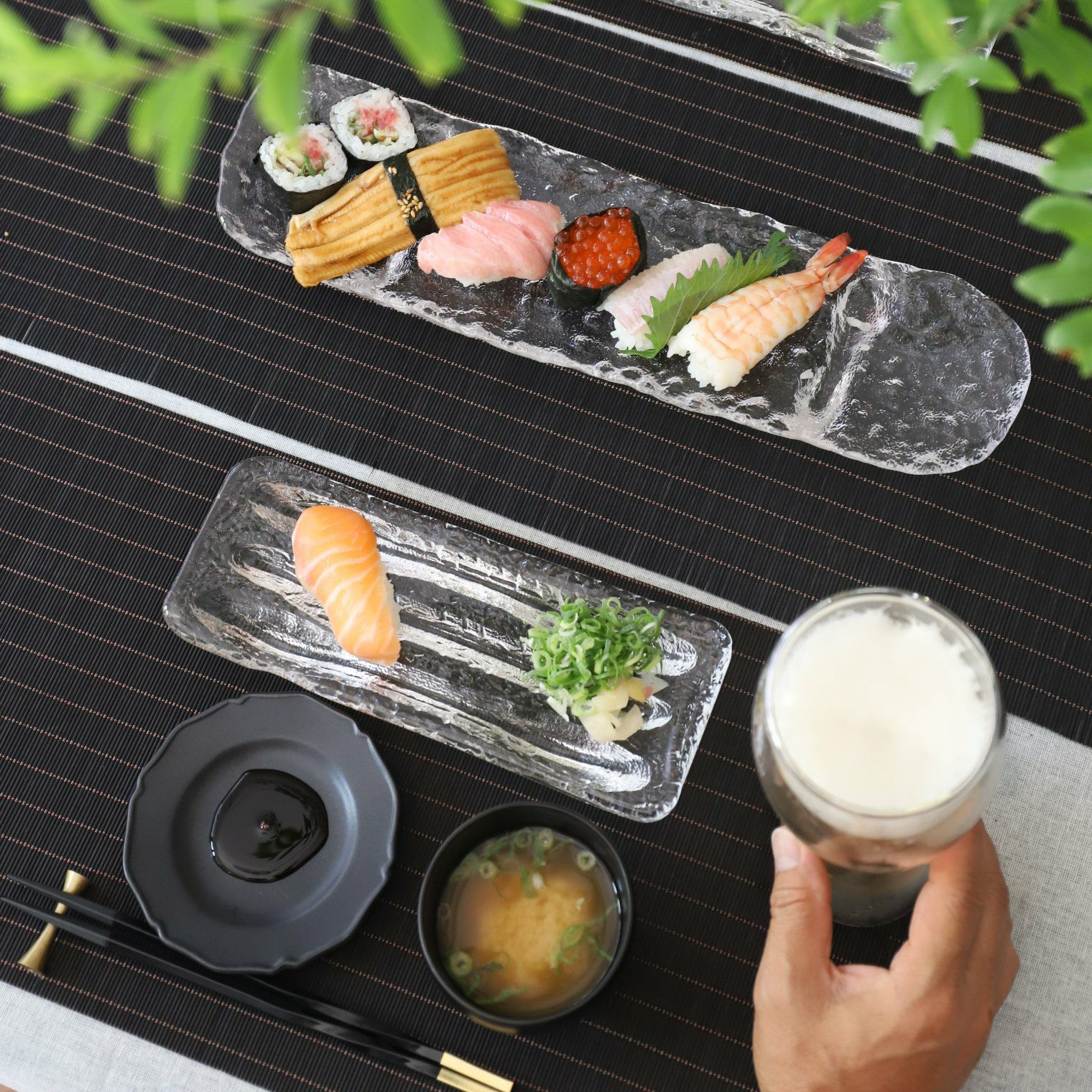 ガラス製 長角高台皿｜M苦楽園｜おしゃれな食器通販サイト