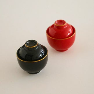 陶器製　蓋付小椀珍味入れ