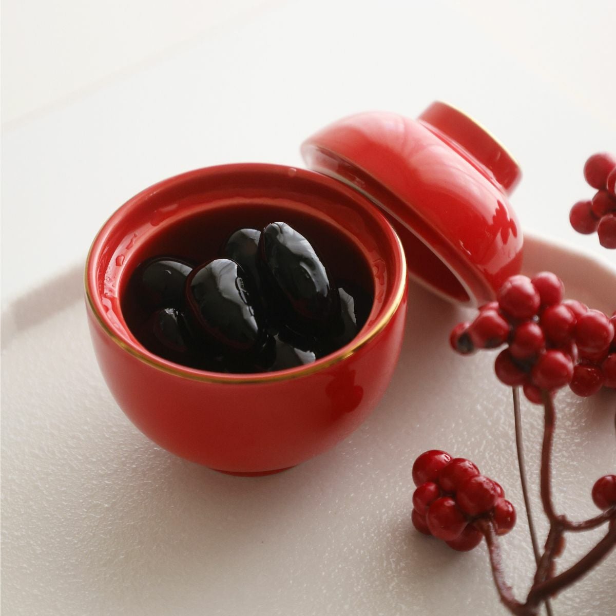 陶器製　蓋付小椀珍味入れ